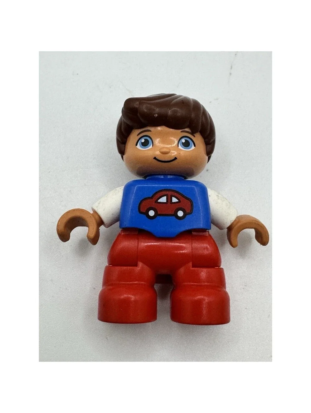 LEGO Duplo Boy Figures Lot of 2 Red Baseball Cap Car Shirt Number 8 Jersey